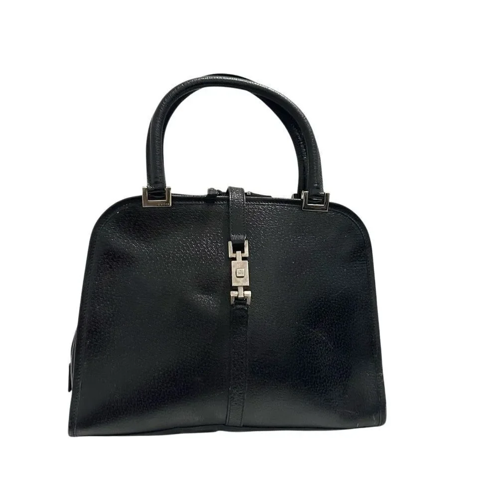 Gucci Black Leather Jackie with piston lock Satchel